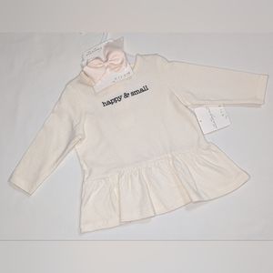 Starting Out Babys Long sleeve shirt with pink Bow clip size 9M